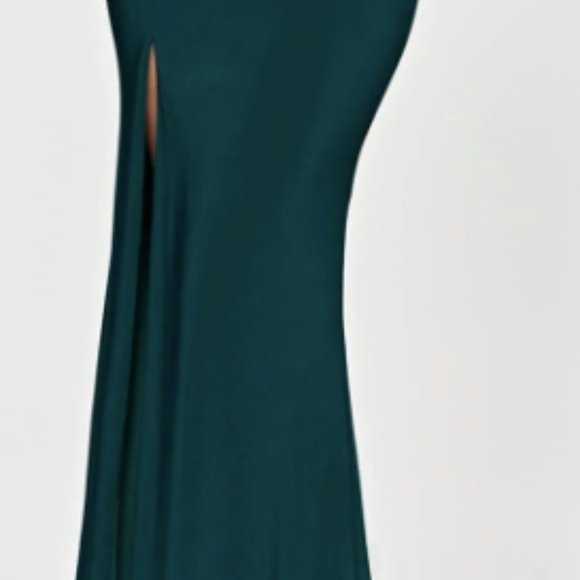 Jersey Prom Dress With Side Ruching And Leg Slit (size 10) - Picture 5 of 8